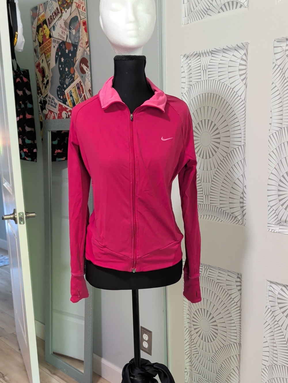 Nike Women's Bright Pink Full-Zip Bomber Jacket